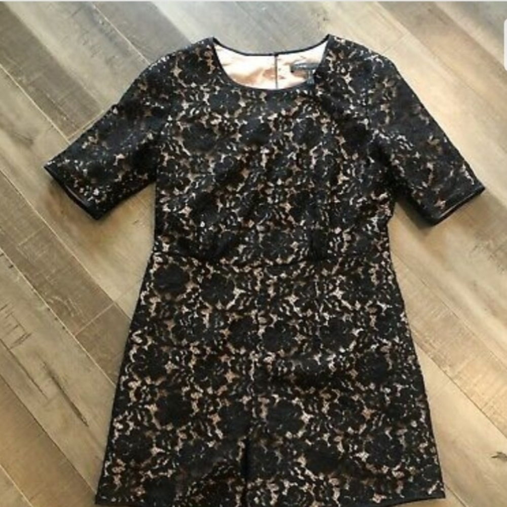 BCBG Max Azria Black Haile Lace Romper. Size Medium. Blank/Tan/Nude. NWT - Picture 3 of 7